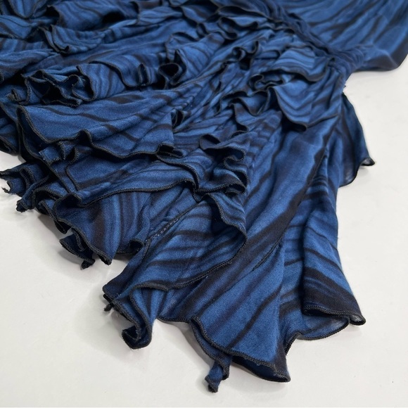 POUPETTE ST BARTH Beline Navy Deep Fringe V-Neck Slim Ruffle Mini Dress - Picture 8 of 15